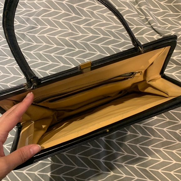 Vintage Bags Vintage Italian Black Leather Tophandle Box Bag Poshmark